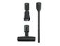 Accessoires de nettoyage: suceur plat, brosse multi-usage et outil pour tissus d'ameublement.