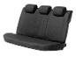 Une housse de siège de voiture noire avec trois appuie-têtes sur fond blanc.