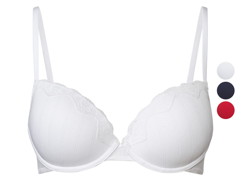 Soutien-gorge blanc avec bordure en dentelle.