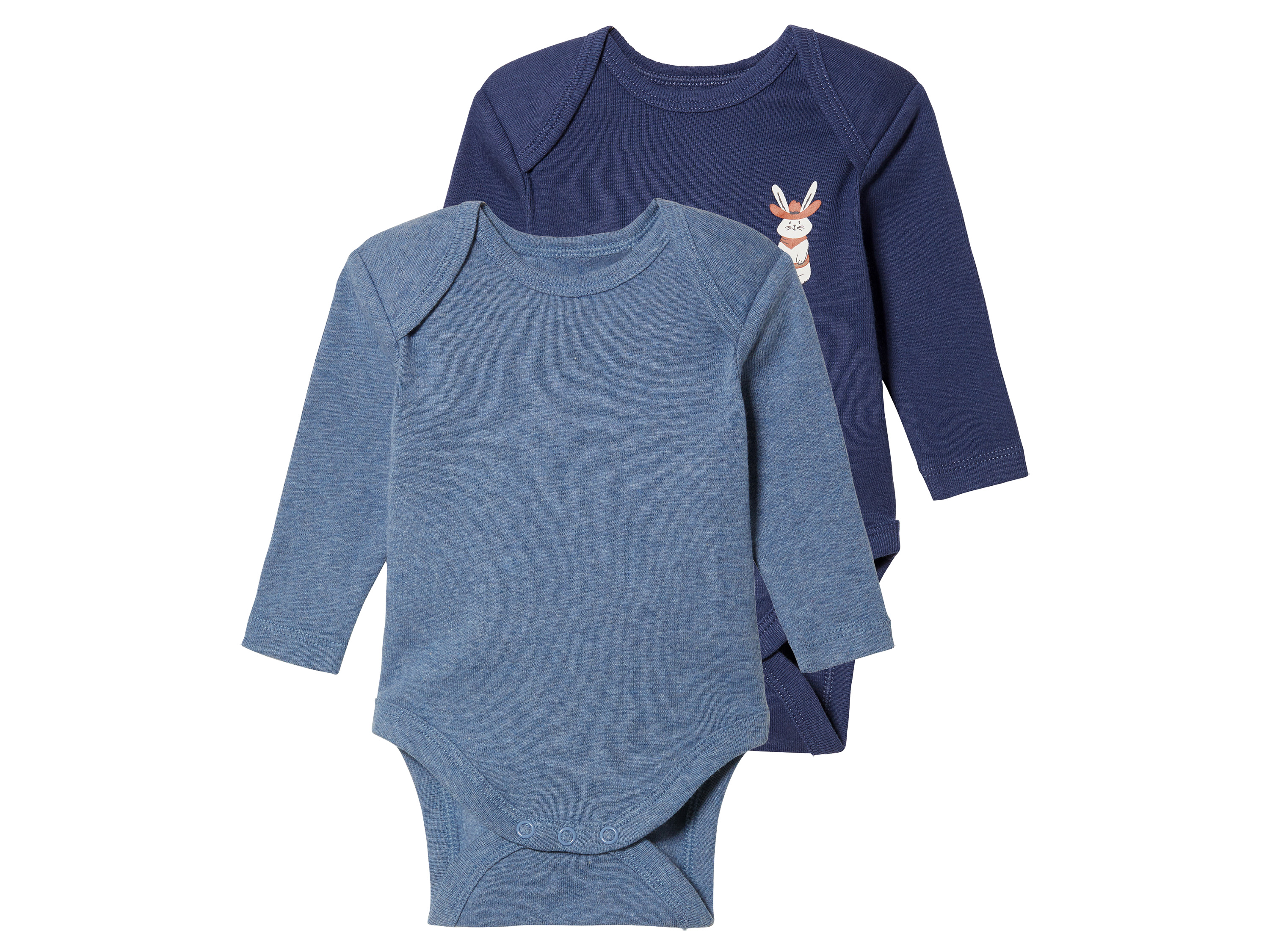 lupilu® Lot de 2 bodies bébé (bleu/bleu foncé, 50/56)