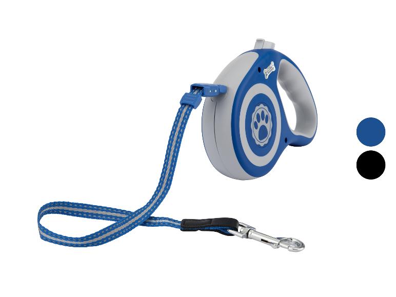 Laisse rétractable Zootari bleue pour chien.