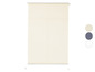 Store plissée beige avec échantillons de couleur blanc et gris.