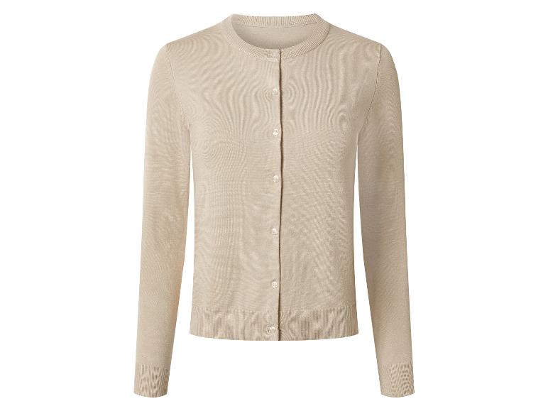 Cardigan beige femme à manches longues et col rond