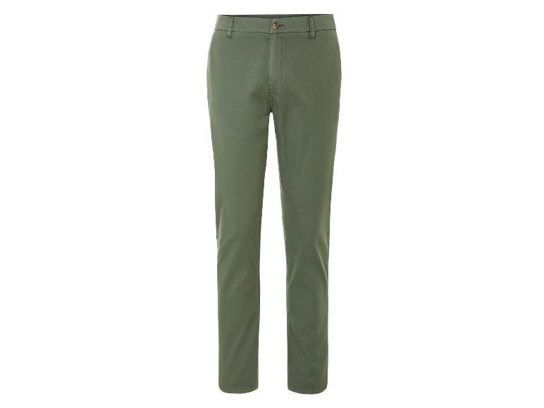 Pantalon chino vert olive pour homme.