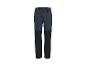 Pantalon de randonnée bicolore bleu foncé et noir avec taille élastique et détails renforcés.
