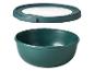 Bol en plastique vert foncé avec couvercle transparent