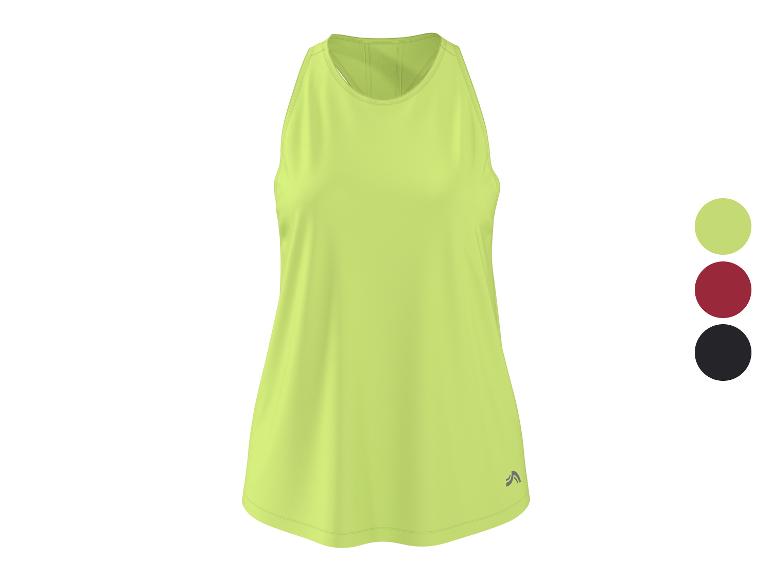 Débardeur de sport vert lime avec col rond et trois options de couleur.