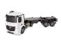 Camion jouet Mercedes blanc avec remorque.