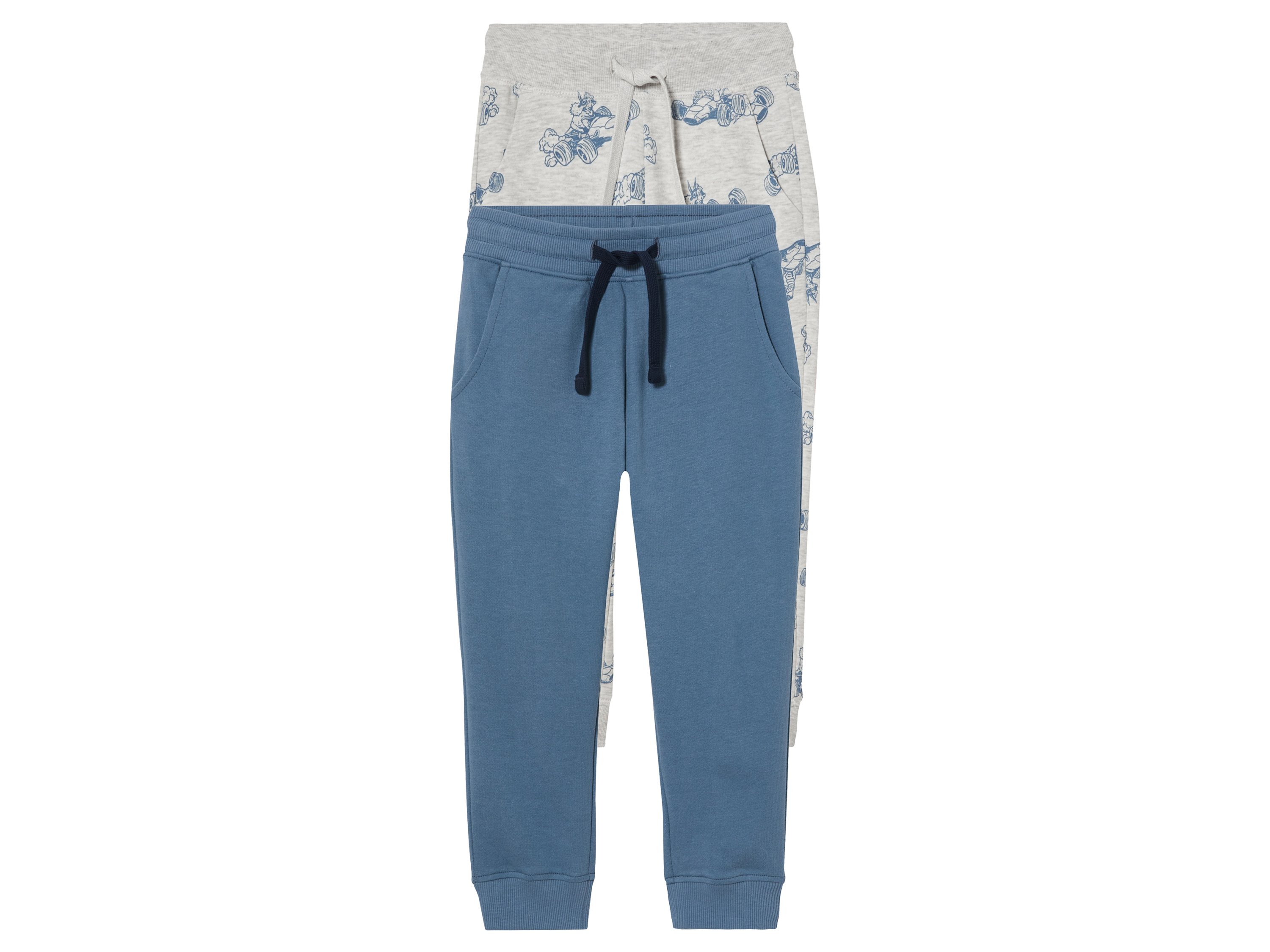 lupilu® Lot de 2 pantalons molletonnés petit garçon (bleu/gris, 2-4 ans)