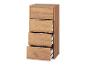 Une commode en bois avec quatre tiroirs.