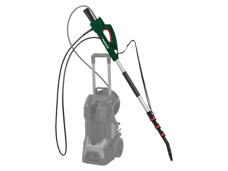 Lance télescopique de nettoyeur haute pression PARKSIDE avec un nettoyeur haute pression en arrière-plan
