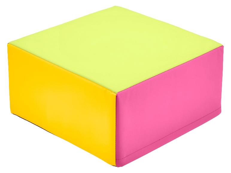 Cube de jeu souple en jaune, rose et vert néon