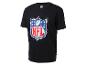 T-shirt noir NFL avec logo bouclier et effet éclaboussé.