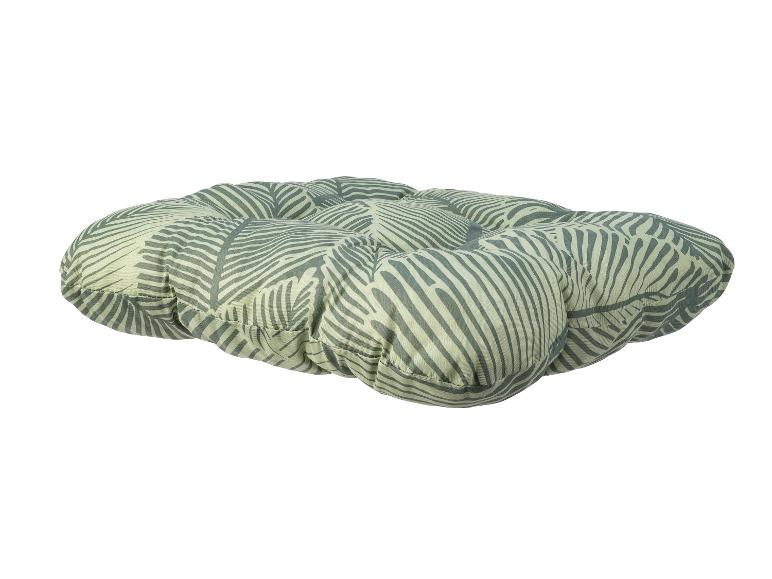 Coussin rond capitonné avec un motif de feuilles de palmier vert et vert clair