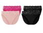Trois paires de sous-vêtements pour femmes avec dentelle, noir, rose et fuchsia