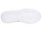 Semelle blanche d'une chaussure de sport avec motif de traction texturé.