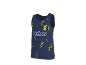 Débardeur bleu avec un personnage de dessin animé jaune et un motif d'éclairs.