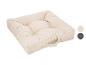 Coussin de siège carré beige avec poignée et passepoil blanc