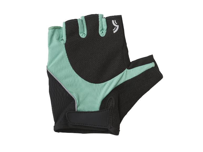 Gants de vélo mi-doigts, noirs et vert menthe.