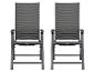 Deux chaises de jardin pliantes grises avec accoudoirs.
