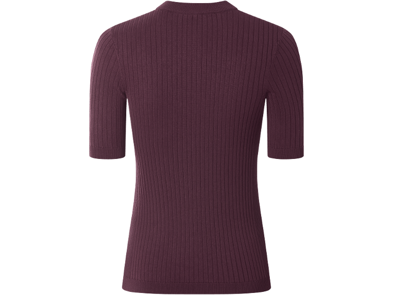 Top en maille côtelée pour femme à manches courtes, vue arrière