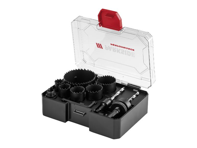 Ensemble de forets cloche Parkside Performance : forets et accessoires dans un coffret.