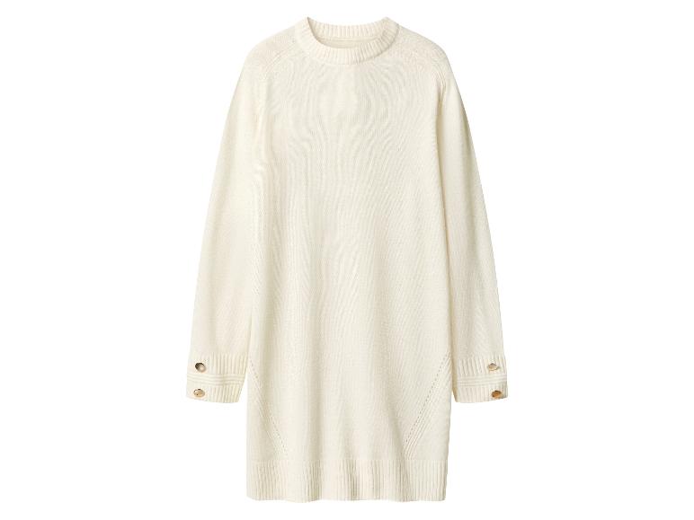Robe pull crème à manches longues avec boutons dorés aux poignets