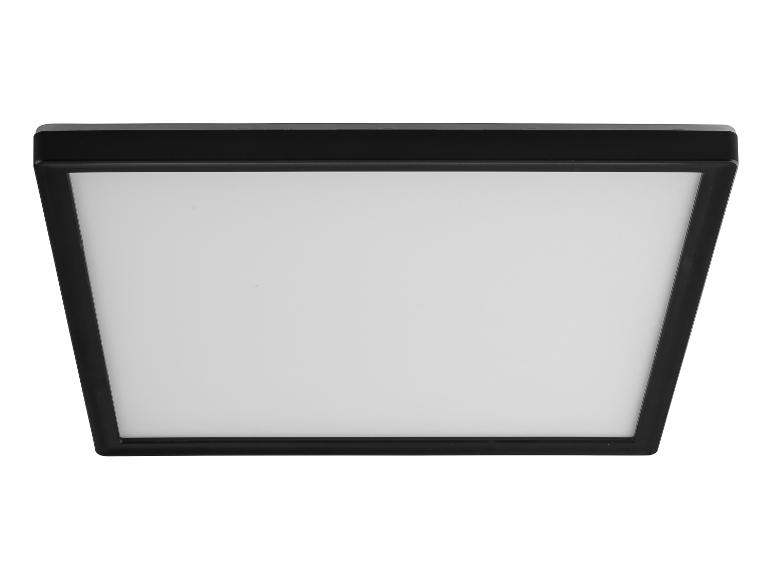 Un plafonnier LED carré noir.