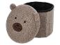 Boîte de rangement en forme d'ours en peluche avec extérieur marron moelleux et intérieur noir.