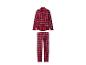 Pyjama à carreaux rouges avec chemise et pantalon.