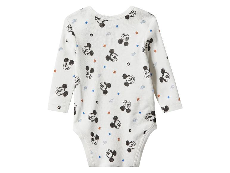 Body blanc à manches longues pour bébé avec imprimé Mickey Mouse.