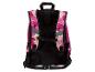 Sac à dos scolaire à motif floral rose et beige, bretelles réglables et panneau dorsal rembourré.