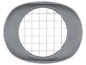 Un coupe-légumes gris avec une grille métallique.