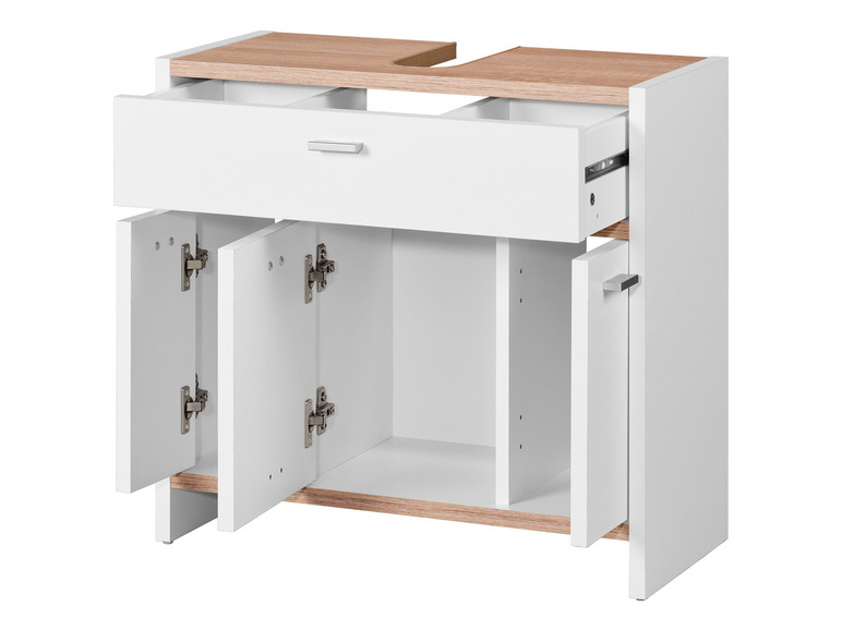 Aller en mode plein écran : Meuble sous-vasque, 60 x 55,6 x 28 cm, blanche/imitation chêne - Image 5