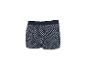 Boxer en tricot pour homme avec motif géométrique bleu marine et blanc.
