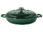 Cocotte en fonte émaillée verte avec couvercle et bouton argenté