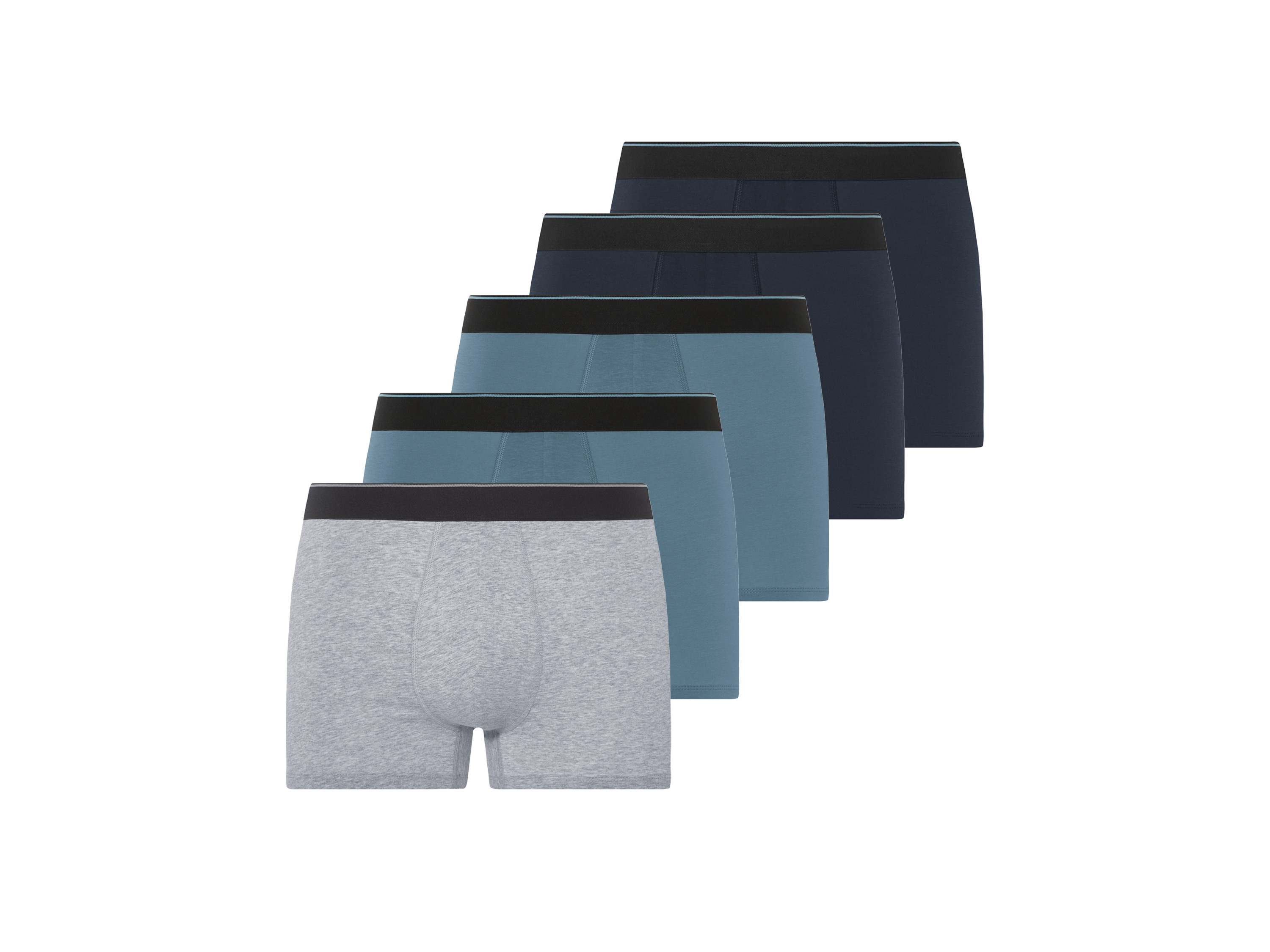 LIVERGY® Lot de 5 boxers homme (bleu/gris, M)