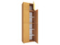 Une armoire en bois avec des portes ouvertes et des étagères.