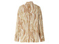 Chemise blanche à manches longues avec un motif abstrait marron.