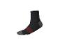Chaussette de sport noire avec rayures rouges et talon et pointe gris