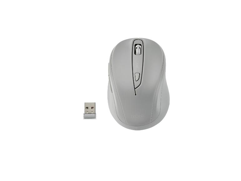 Souris sans fil TRONIC avec récepteur USB en gris