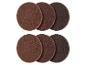 Six disques abrasifs bruns de différentes nuances pour polissage.
