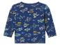 Un t-shirt à manches longues bleu avec un motif d'avions et d'hélicoptères.