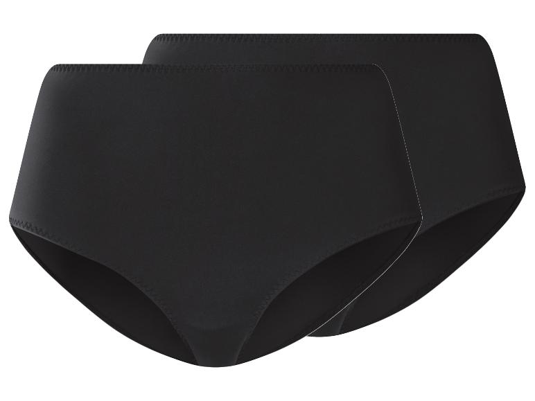 Deux paires de culottes noires taille haute pour femme, sans coutures.