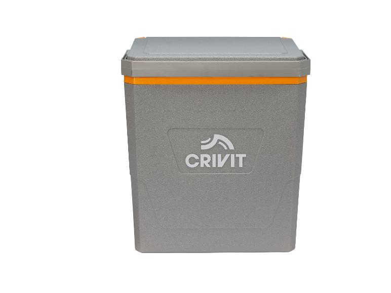 Glacière grise avec détail orange et logo sur le devant