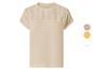 T-shirt beige à manches courtes avec broderie ajourée, avec options de couleur.