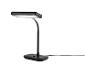 Lampe de bureau LED noire avec col flexible et tête lumineuse rectangulaire.