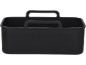 Organisateur en plastique noir avec poignées.