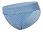 Maillot de bain bleu ciel, coupe haute, tissu côtelé.