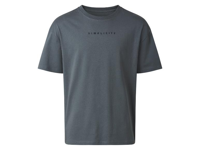 T-shirt gris foncé à manches courtes avec inscription "SIMPLICITY".